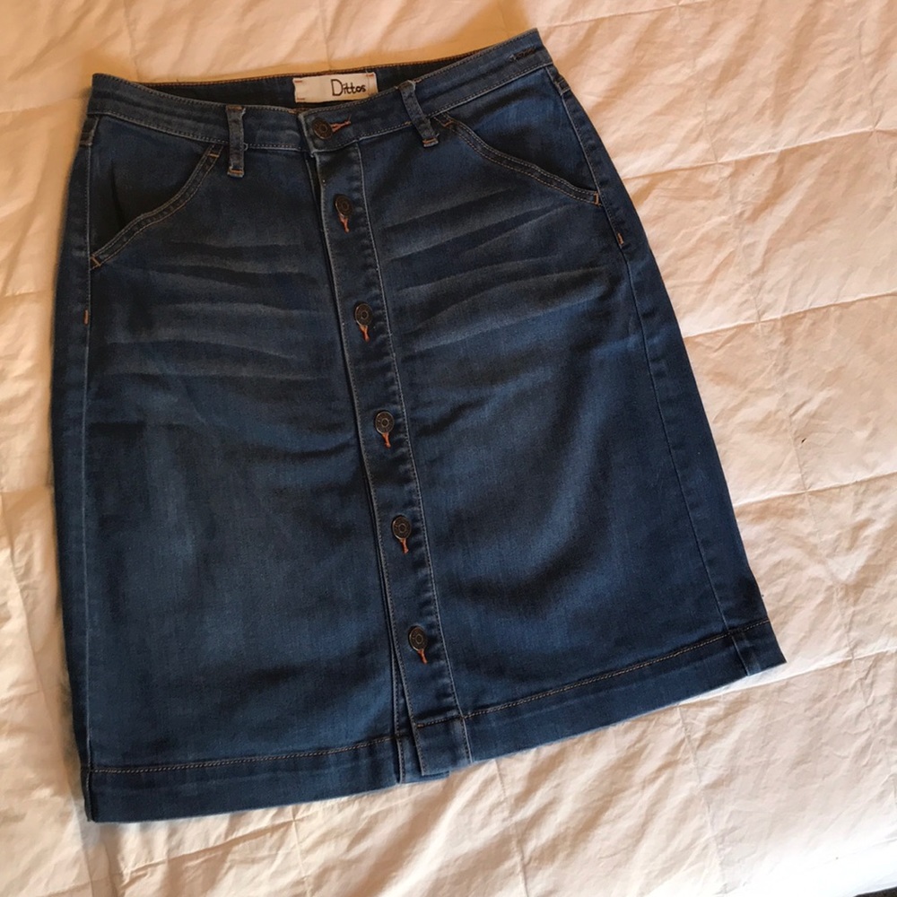 Dittos high rise jean skirt